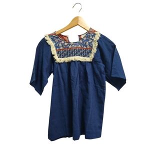 Hayden Girls Size 10 Embroidered Dress Tunic Navy Blue Boho